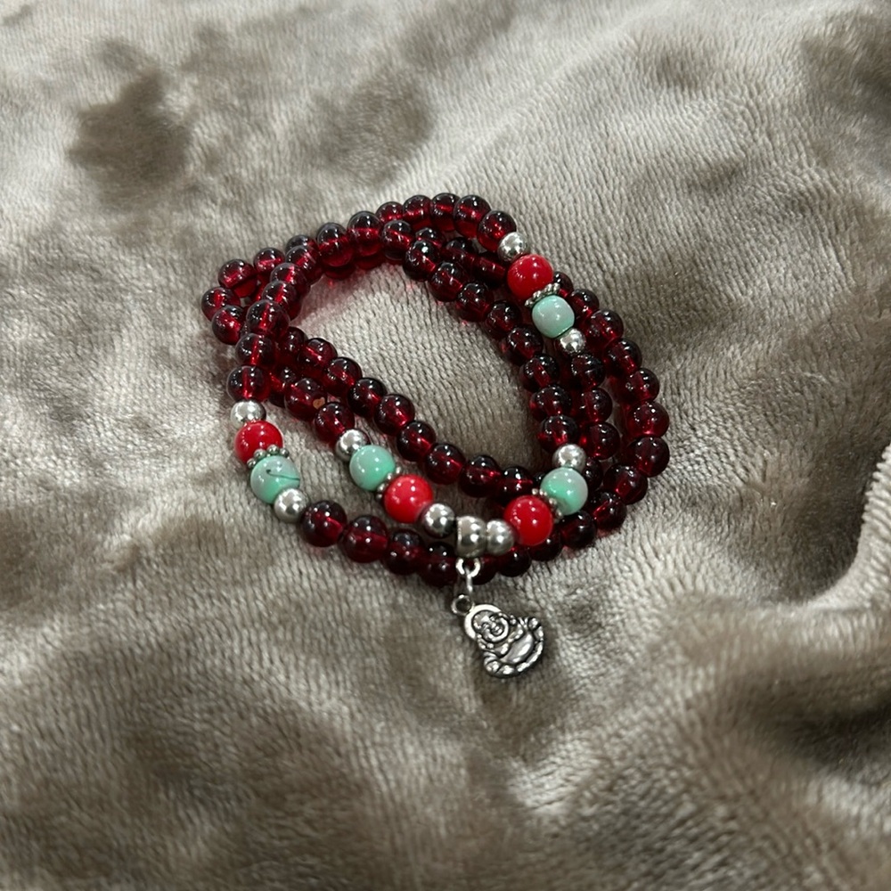 Feng Shui Wealth Natural Garnet Beads Amazonite Bracelet/Necklace Healing Lucky
